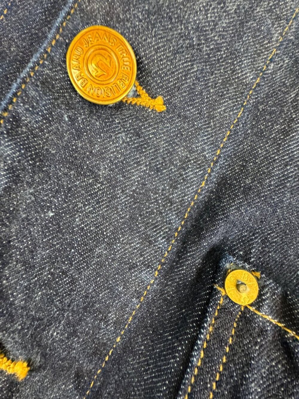 True Religion Camden Blue Collar Denim Jacket Womens M Embellished Design Retro - Picture 9 of 16